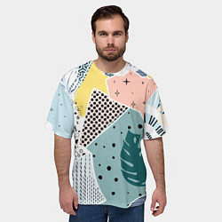 Футболка оверсайз мужская Абстрактный узор с пальмовыми листами и геометрией, цвет: 3D-принт — фото 2