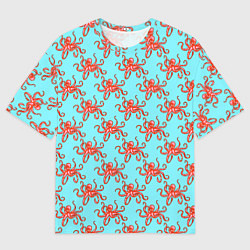 Футболка оверсайз мужская Осьминог паттерн, цвет: 3D-принт