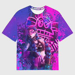 Мужская футболка оверсайз League Of Legends Arcane ДЖИНКС НЕОНОВАЯ КРАСКА