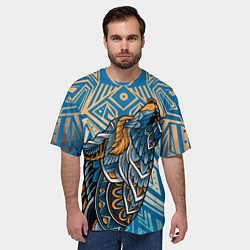 Футболка оверсайз мужская Синий волк в графике, цвет: 3D-принт — фото 2