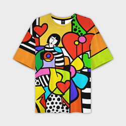 Футболка оверсайз мужская Romero Britto - valentines day, цвет: 3D-принт