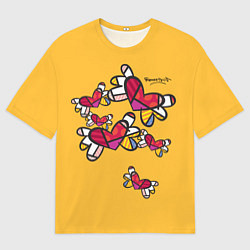 Футболка оверсайз мужская Romero Britto - flying hearts, цвет: 3D-принт