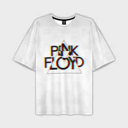 Мужская футболка оверсайз PINK FLOYD LOGO ПИНК ФЛОЙД ГЛИТЧ