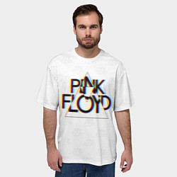 Футболка оверсайз мужская PINK FLOYD LOGO ПИНК ФЛОЙД ГЛИТЧ, цвет: 3D-принт — фото 2