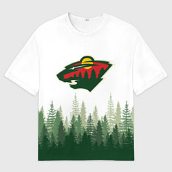 Футболка оверсайз мужская Minnesota Wild, Миннесота Уайлд Лес, цвет: 3D-принт