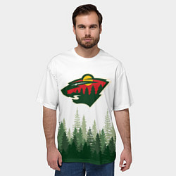Футболка оверсайз мужская Minnesota Wild, Миннесота Уайлд Лес, цвет: 3D-принт — фото 2