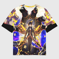 Футболка оверсайз мужская Чжун Ли в ульте Genshin Impact, цвет: 3D-принт