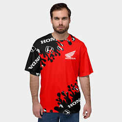 Футболка оверсайз мужская Honda нарисованный огонь, цвет: 3D-принт — фото 2