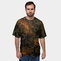 Футболка оверсайз мужская СТАЛЬНОЙ КАМУФЛЯЖ 3Д БРОНЯ СВЕЧЕНИЕ, цвет: 3D-принт — фото 2