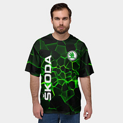 Футболка оверсайз мужская Skoda: Неоновые трещины, цвет: 3D-принт — фото 2