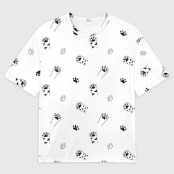 Футболка оверсайз мужская Паттерн - кошачьи лапки 3D, цвет: 3D-принт