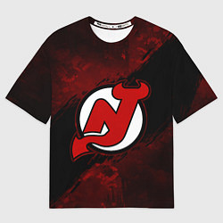 Футболка оверсайз мужская New Jersey Devils, Нью Джерси Девилз, цвет: 3D-принт