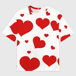 Мужская футболка оверсайз Красные сердечки Heart