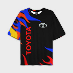 Футболка оверсайз мужская Toyota Разноцветный огонь, цвет: 3D-принт