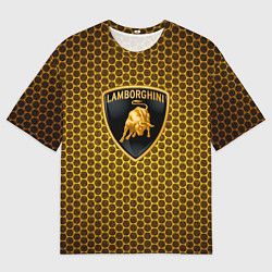 Футболка оверсайз мужская Lamborghini gold соты, цвет: 3D-принт