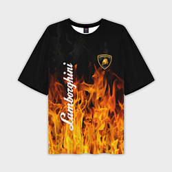 Мужская футболка оверсайз Lamborghini пламя огня