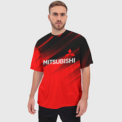 Футболка оверсайз мужская Mitsubishi - Red Sport, цвет: 3D-принт — фото 2