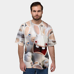 Футболка оверсайз мужская Бешеные кролики в толпе, цвет: 3D-принт — фото 2