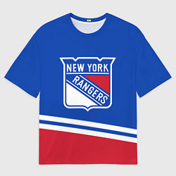 Футболка оверсайз мужская New York Rangers Нью Йорк Рейнджерс, цвет: 3D-принт