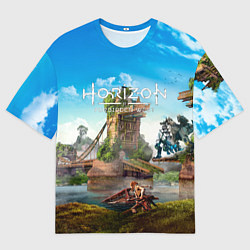 Футболка оверсайз мужская Horizon Forbidden West - разрушенный мост, цвет: 3D-принт