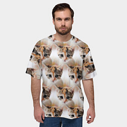 Футболка оверсайз мужская Маленький котенок паттерн, цвет: 3D-принт — фото 2