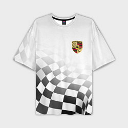 Мужская футболка оверсайз Porsche Порше Финишный флаг