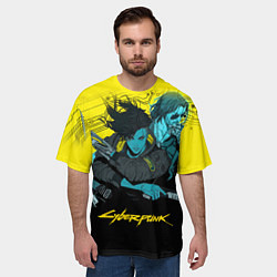 Футболка оверсайз мужская Ви и Джонни Cyberpunk 2077 Vi johnny, цвет: 3D-принт — фото 2