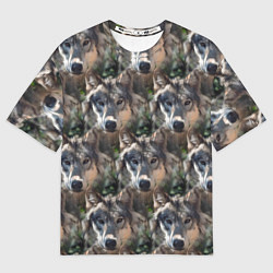Мужская футболка оверсайз Волки клипарт wolfs