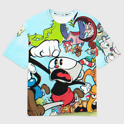 Футболка оверсайз мужская Побег От Боссов Магман Cuphead, цвет: 3D-принт