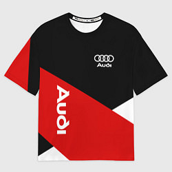 Футболка оверсайз мужская Audi Ауди Черный Красный Белый, цвет: 3D-принт