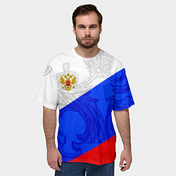 Футболка оверсайз мужская Российский герб: триколор, цвет: 3D-принт — фото 2