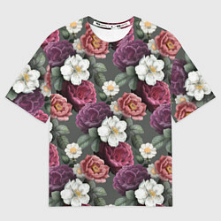 Футболка оверсайз мужская Bouquet of flowers pattern, цвет: 3D-принт