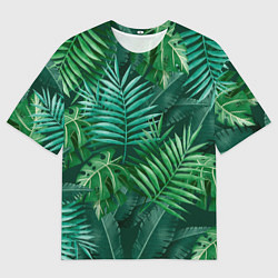 Мужская футболка оверсайз Tropical plants pattern