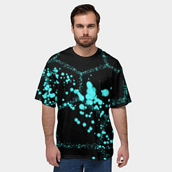 Футболка оверсайз мужская Соты - брызги красок, цвет: 3D-принт — фото 2