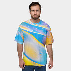 Футболка оверсайз мужская Градиент Жёлто-Голубая Абстракция, цвет: 3D-принт — фото 2