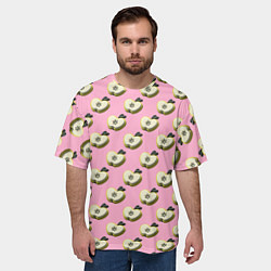 Футболка оверсайз мужская Яблочные дольки на розовом фоне с эффектом 3D, цвет: 3D-принт — фото 2