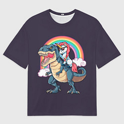 Футболка оверсайз мужская Модный Единорог На Динозавре, цвет: 3D-принт