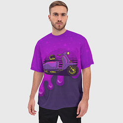 Футболка оверсайз мужская Фиолетовый мопед, цвет: 3D-принт — фото 2
