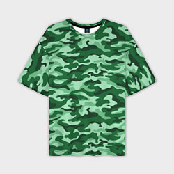 Мужская футболка оверсайз Зеленый монохромный камуфляж