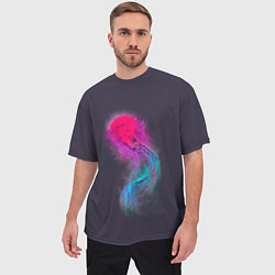 Футболка оверсайз мужская Медуза Градиент Неон, цвет: 3D-принт — фото 2