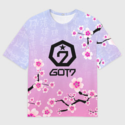 Футболка оверсайз мужская GOT7 ЦВЕТЫ САКУРЫ, цвет: 3D-принт