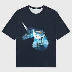 Футболка оверсайз мужская Главный герой фантазий - единорог, цвет: 3D-принт