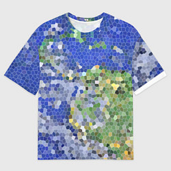 Футболка оверсайз мужская Планета Земля - пиксельный рисунок, цвет: 3D-принт