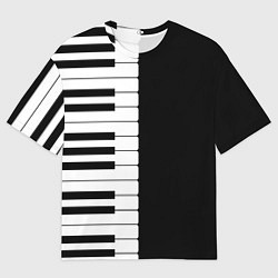 Футболка оверсайз мужская Черно-Белое Пианино Piano, цвет: 3D-принт