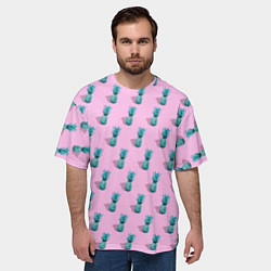 Футболка оверсайз мужская Ананасовый неон, цвет: 3D-принт — фото 2