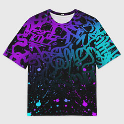 Футболка оверсайз мужская НЕОНОВОЕ ГРАФФИТИ НЕОНОВЫЕ БРЫЗГИ, цвет: 3D-принт