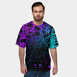 Футболка оверсайз мужская НЕОНОВОЕ ГРАФФИТИ НЕОНОВЫЕ БРЫЗГИ, цвет: 3D-принт — фото 2