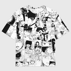 Мужская футболка оверсайз Синий Экзорцист паттерн