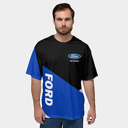 Футболка оверсайз мужская FORD ФОРД ЧЕРНЫЙ СИНИЙ БЕЛЫЙ, цвет: 3D-принт — фото 2