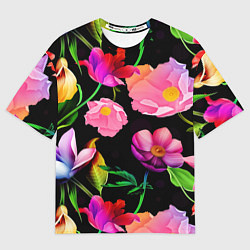 Футболка оверсайз мужская Цветочный узор Floral pattern, цвет: 3D-принт